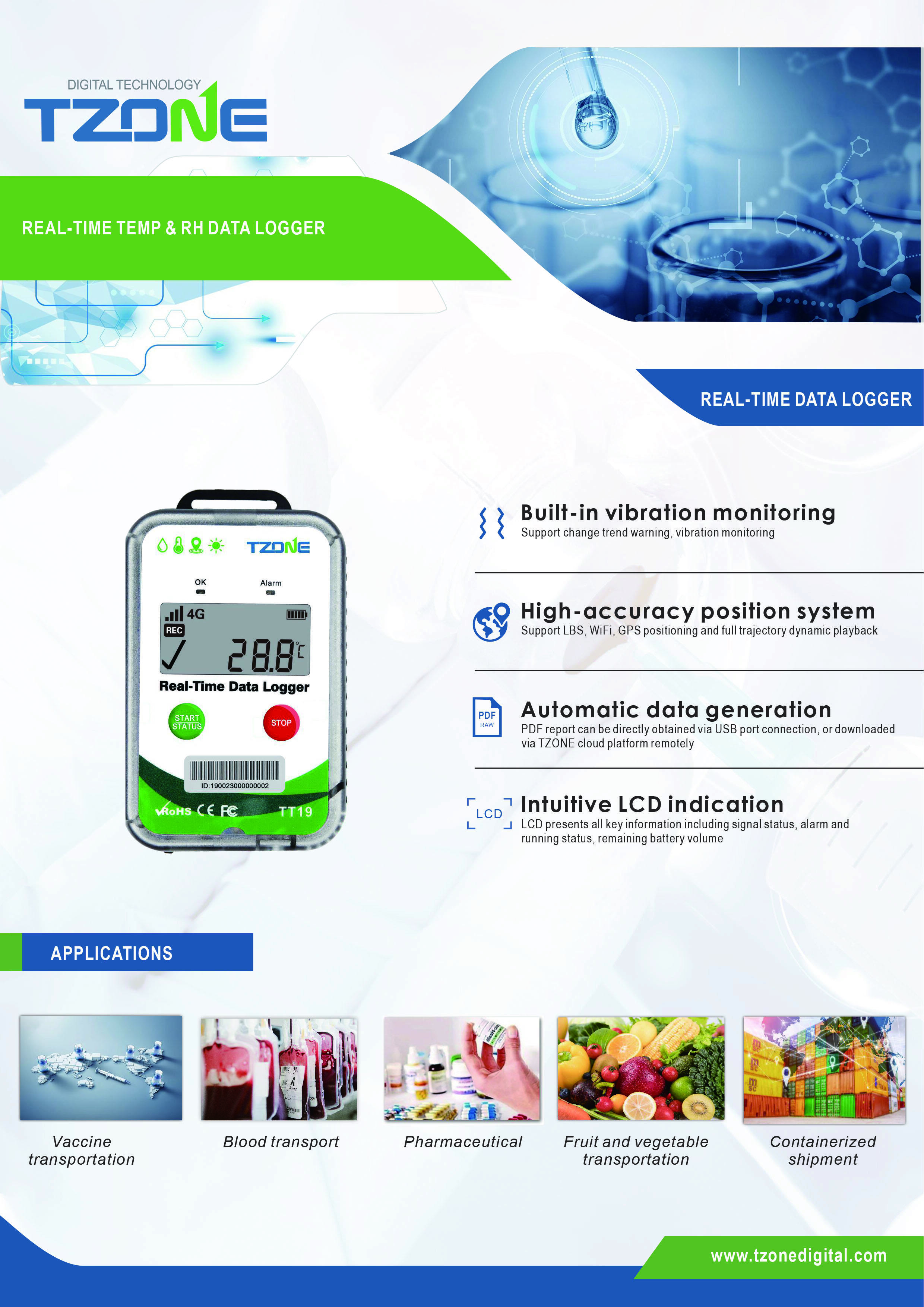 Tzone - TT19 Rastreador de Frota GPS 4G | Gravador de Temperatura